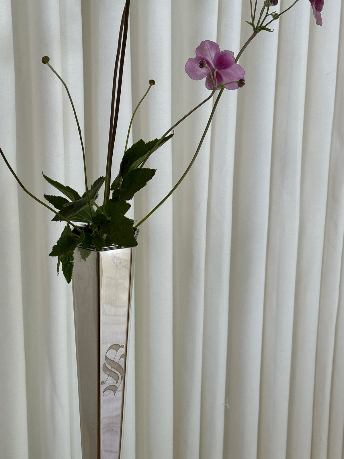 Vintage Silver Trumpet Vase