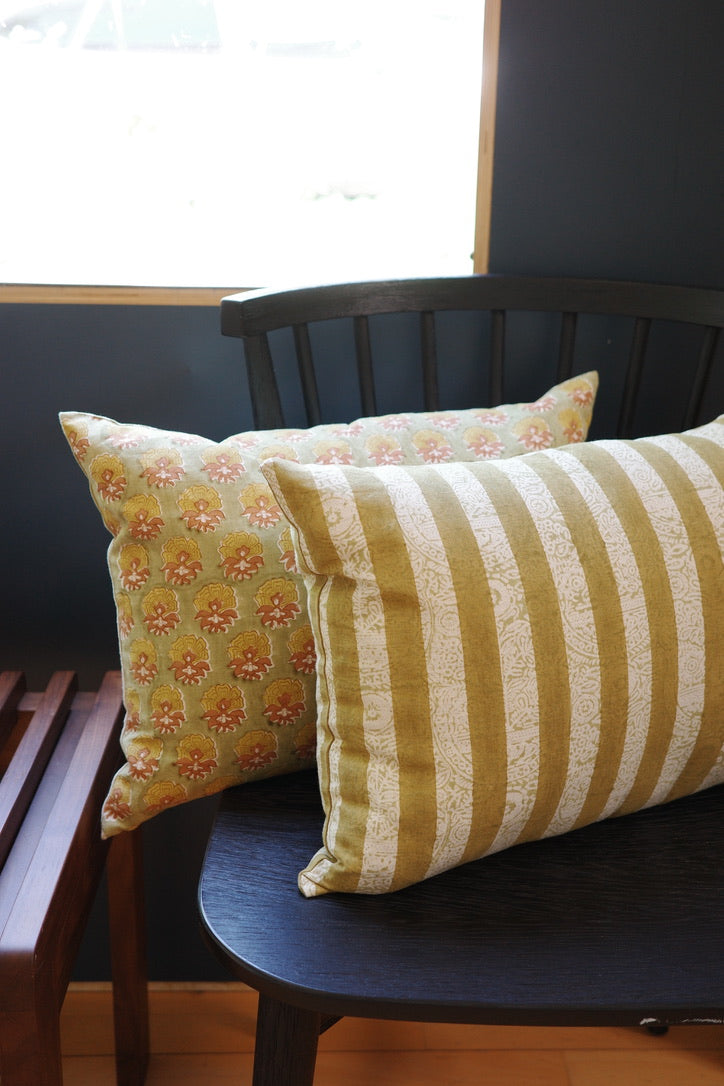Maya Block Printed Linen Pillow