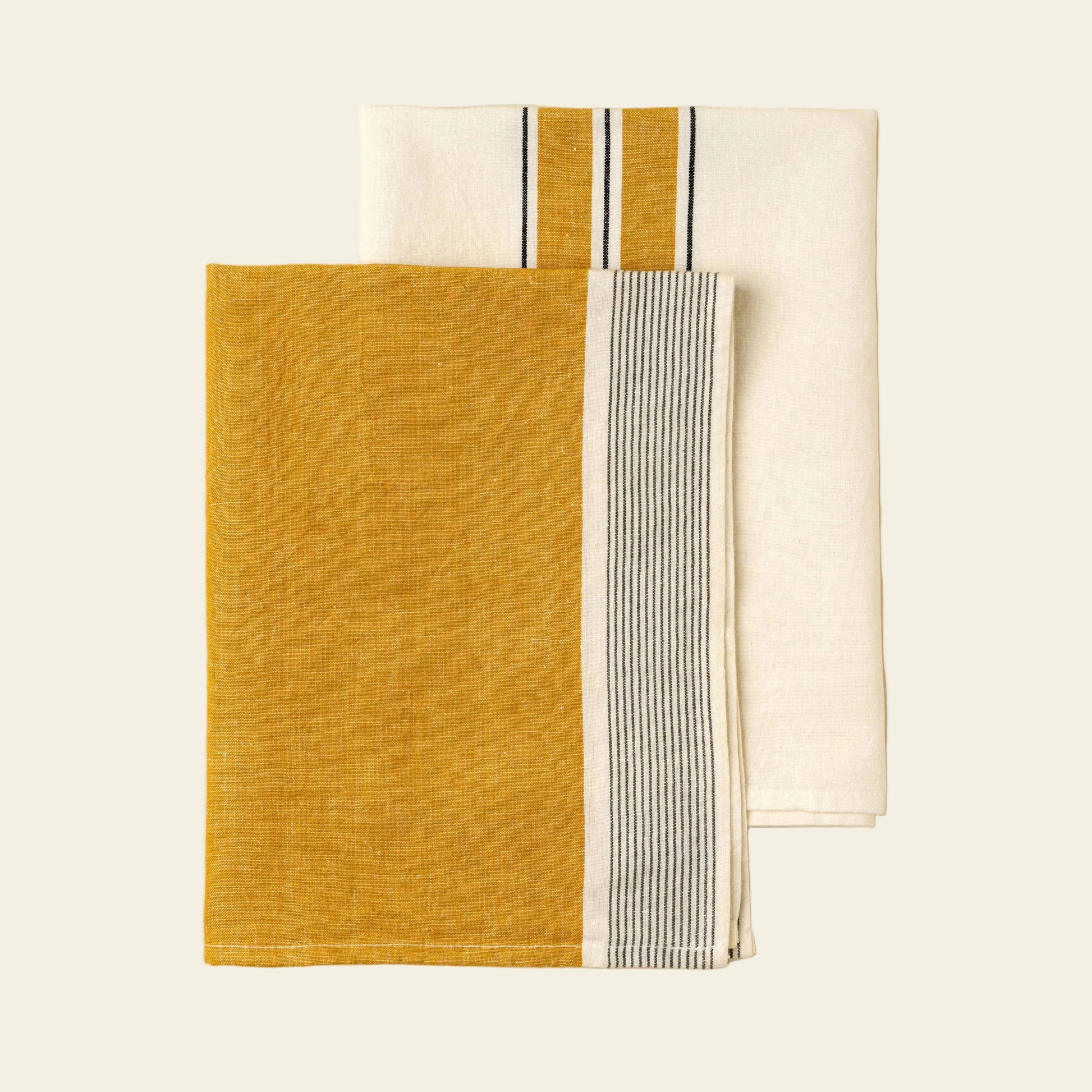 Mustard Stripe Tea Towels Set of 2