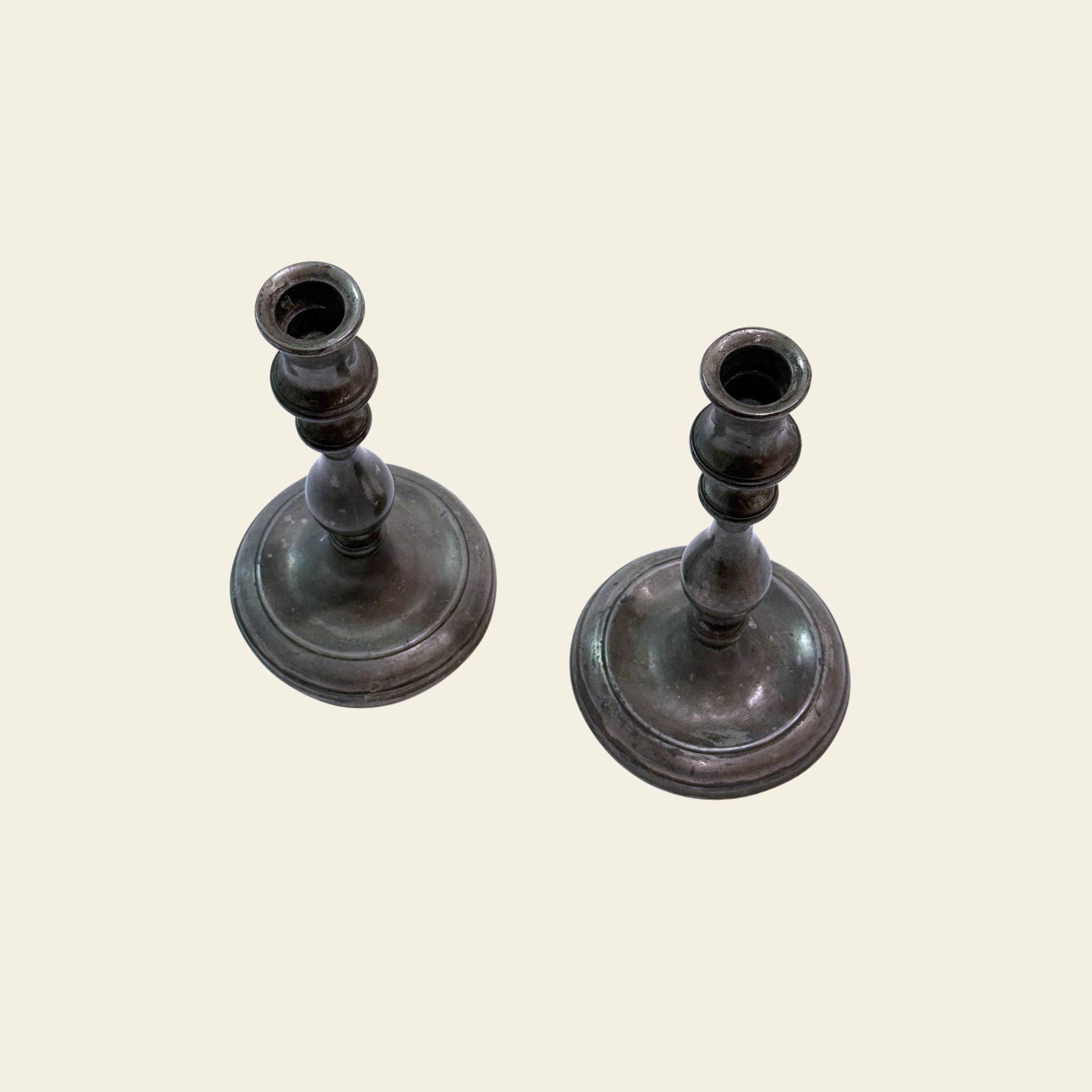Vintage Pewter Candlestick Pair
