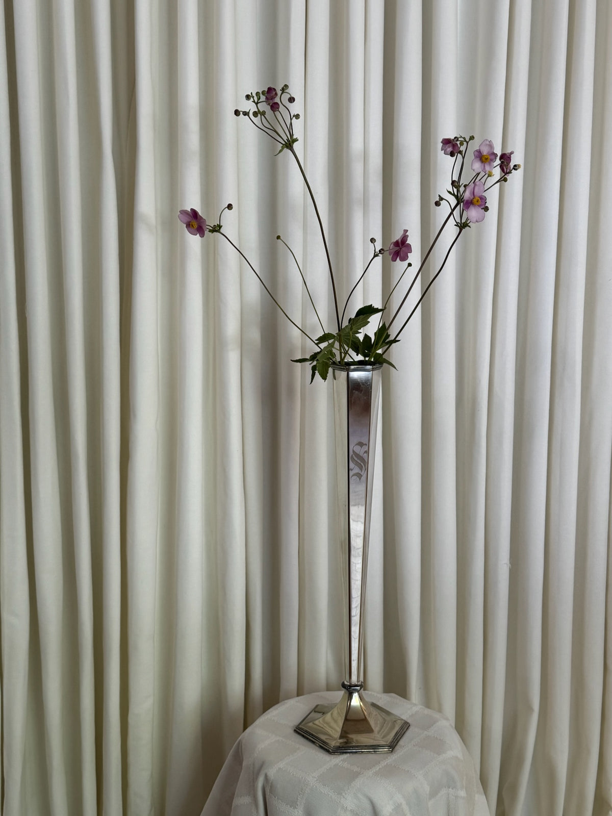 Vintage Silver Trumpet Vase