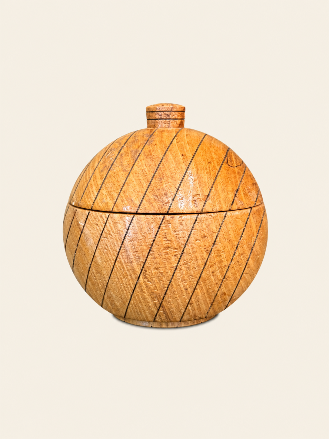 Vintage Burlwood Sphere Jar