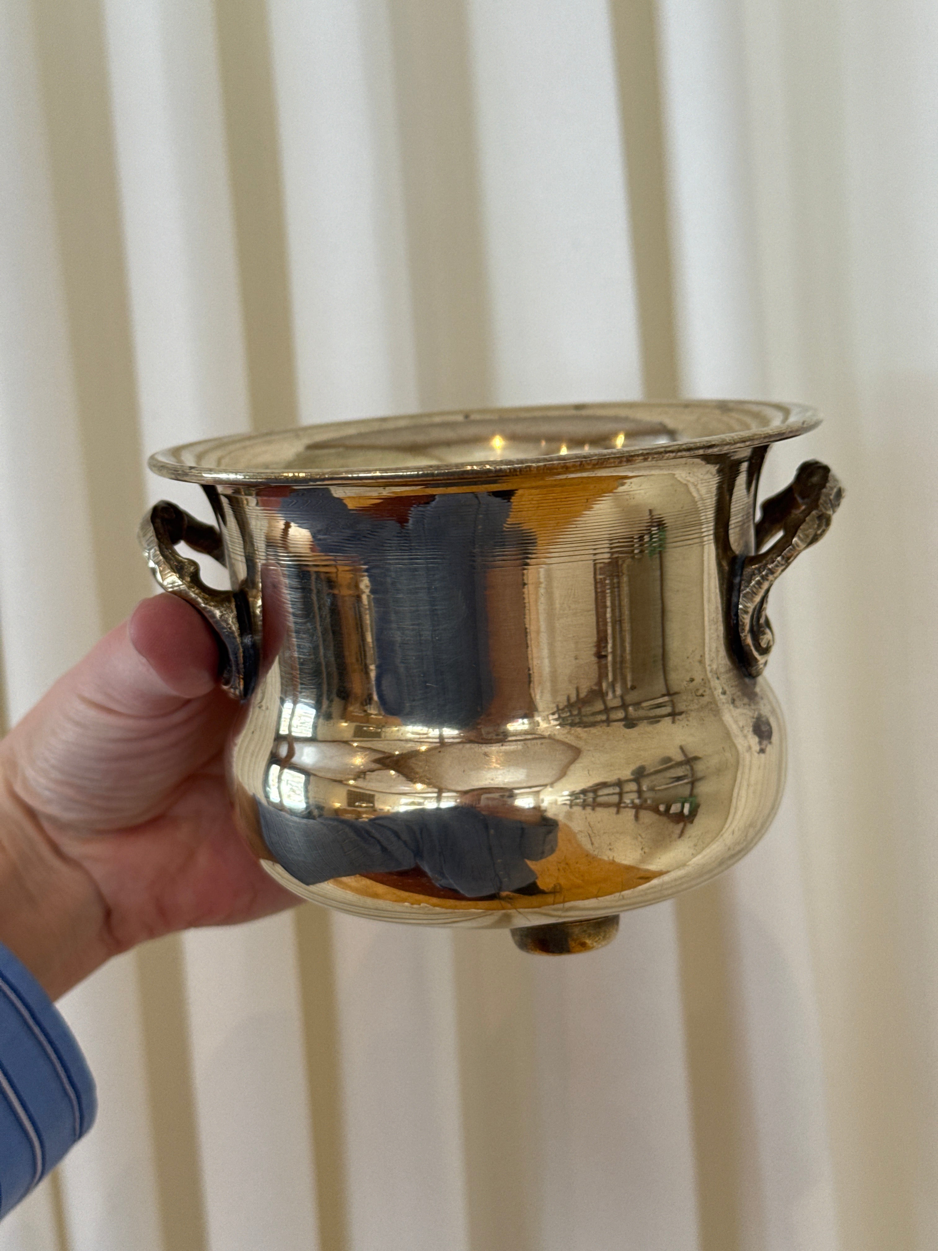 Vintage Brass Footed Pot