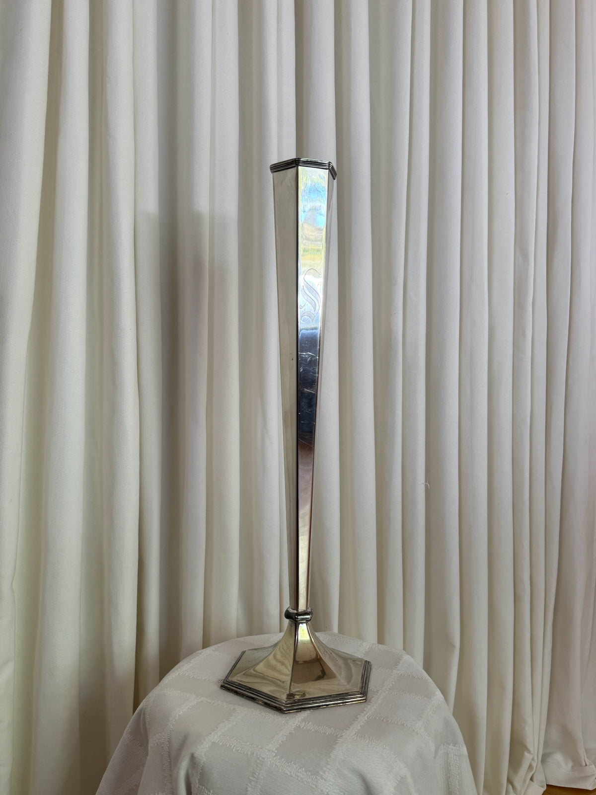 Vintage Silver Trumpet Vase