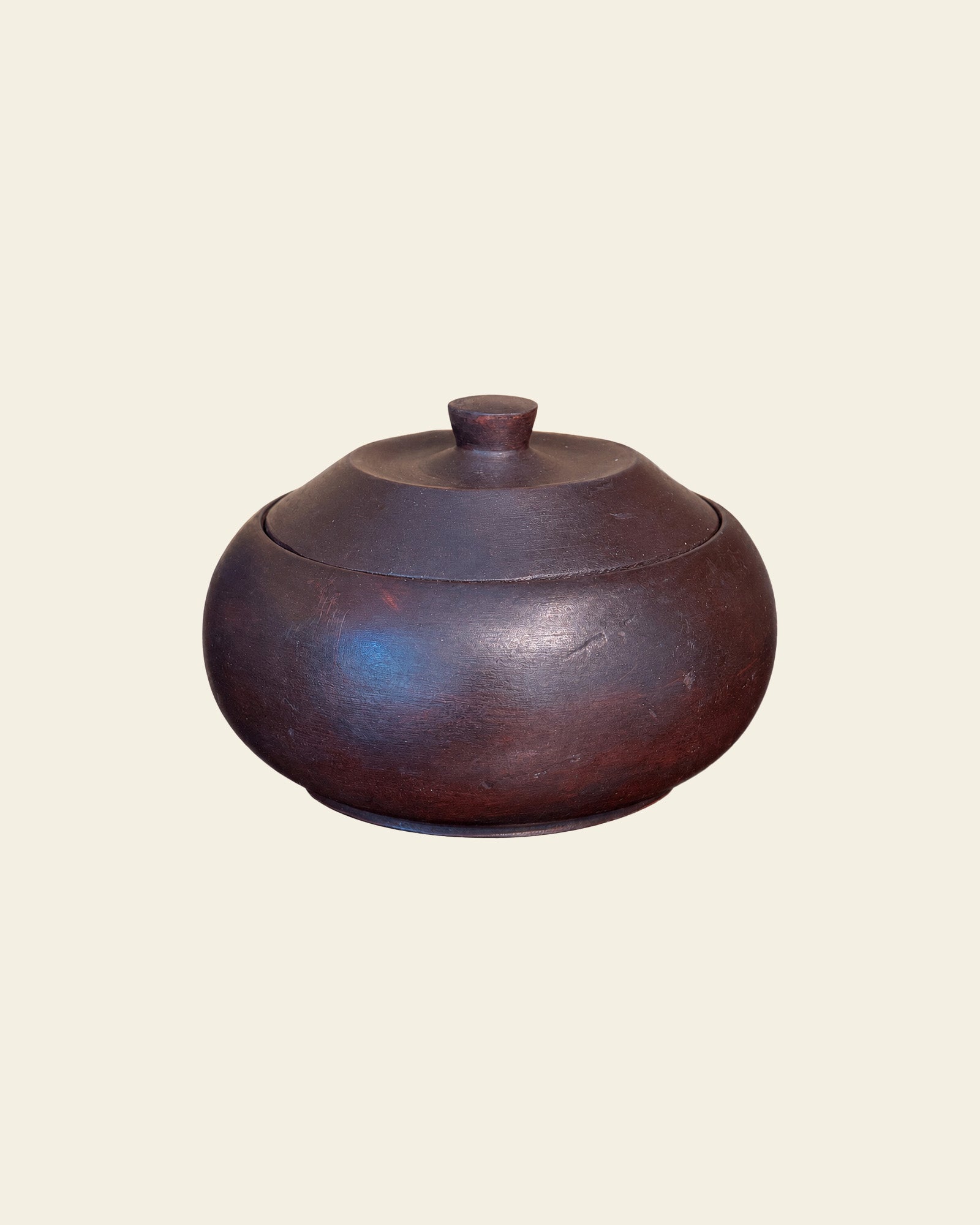 Vintage Ebony Wood Jar