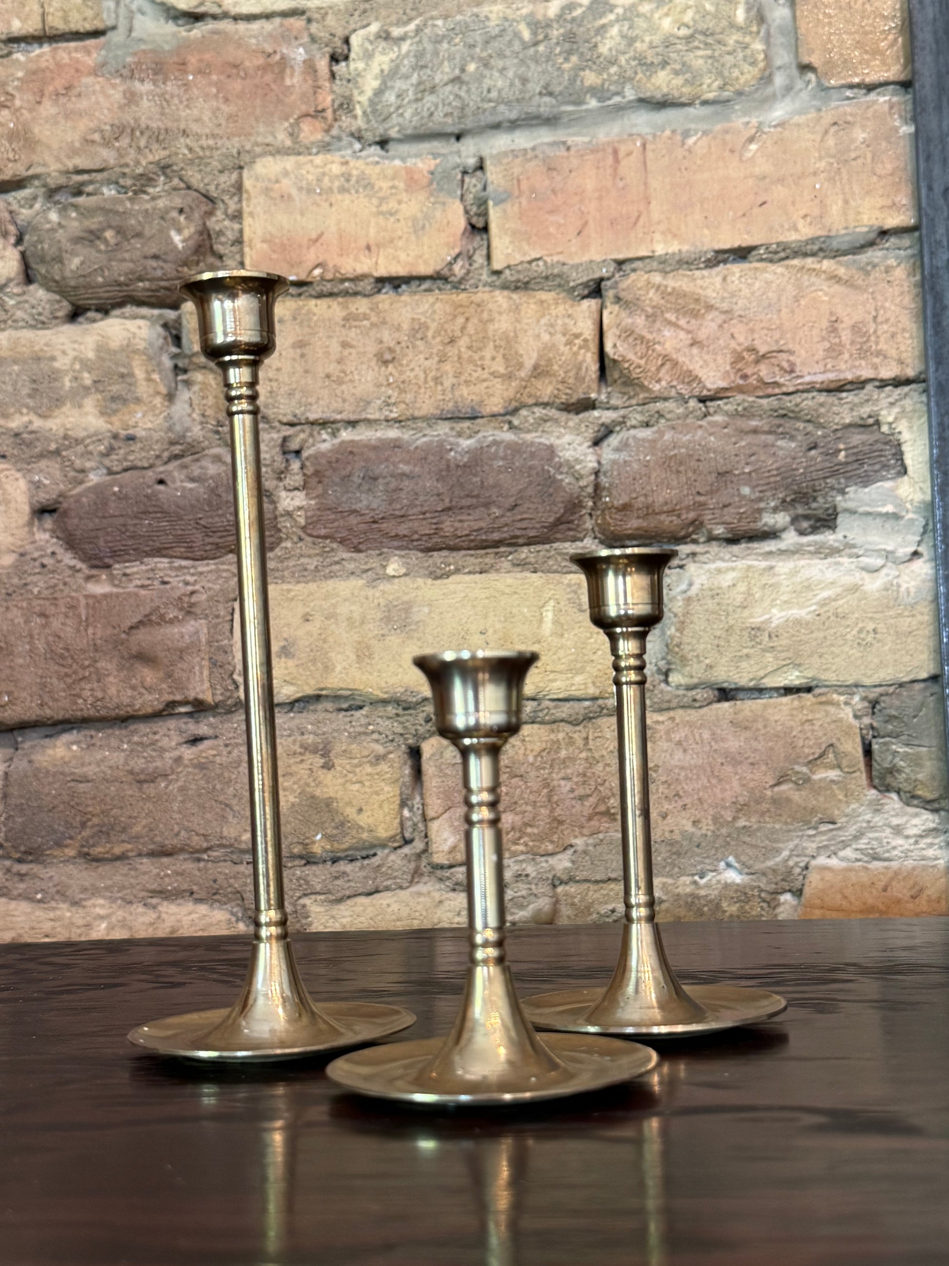 Vintage Brass Candle Holder Set
