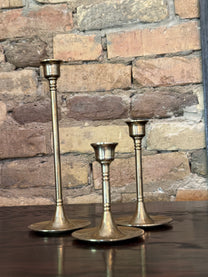 Vintage Brass Candle Holder Set