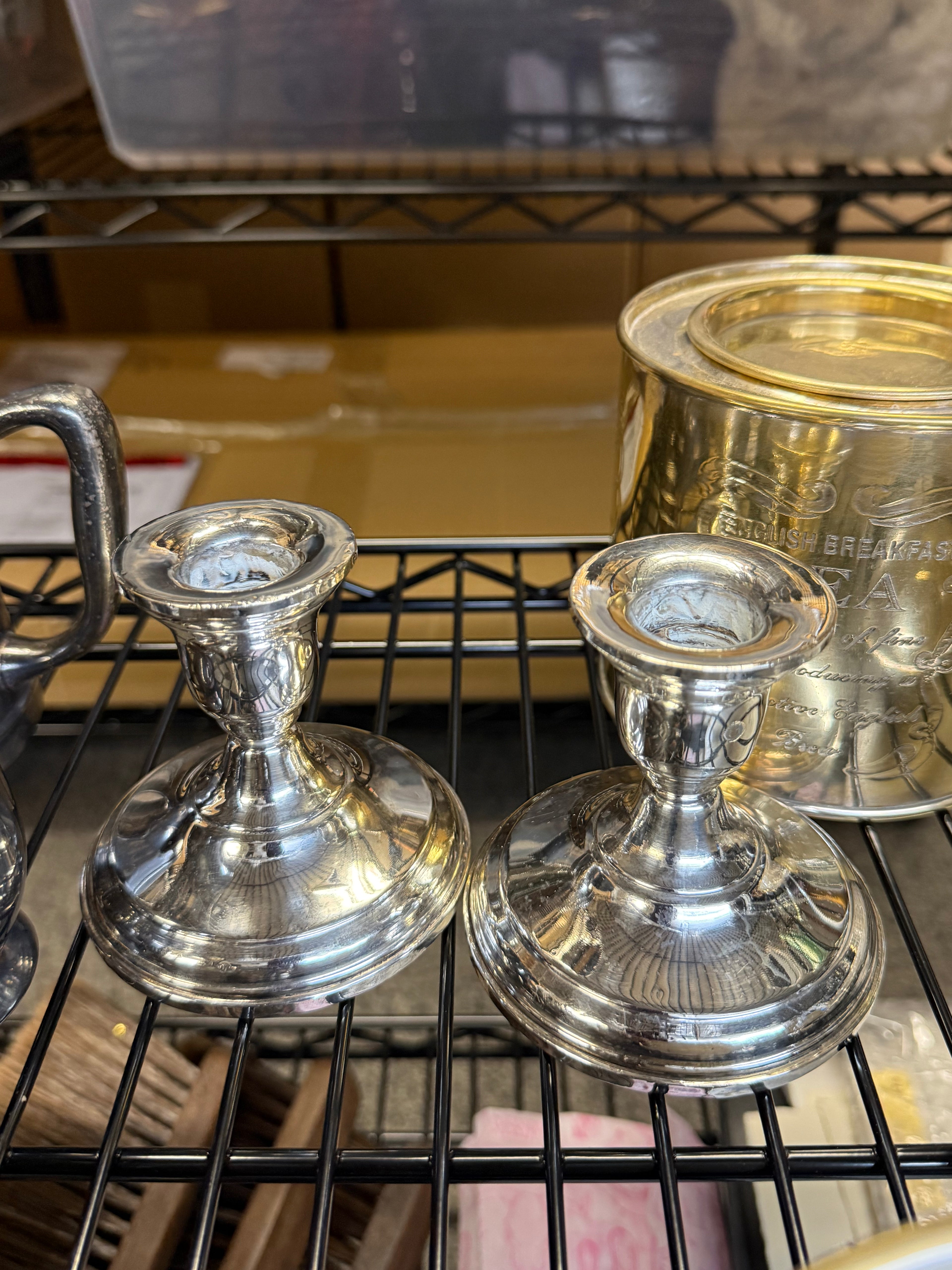 Vintage Silver Candleholders Set of 2