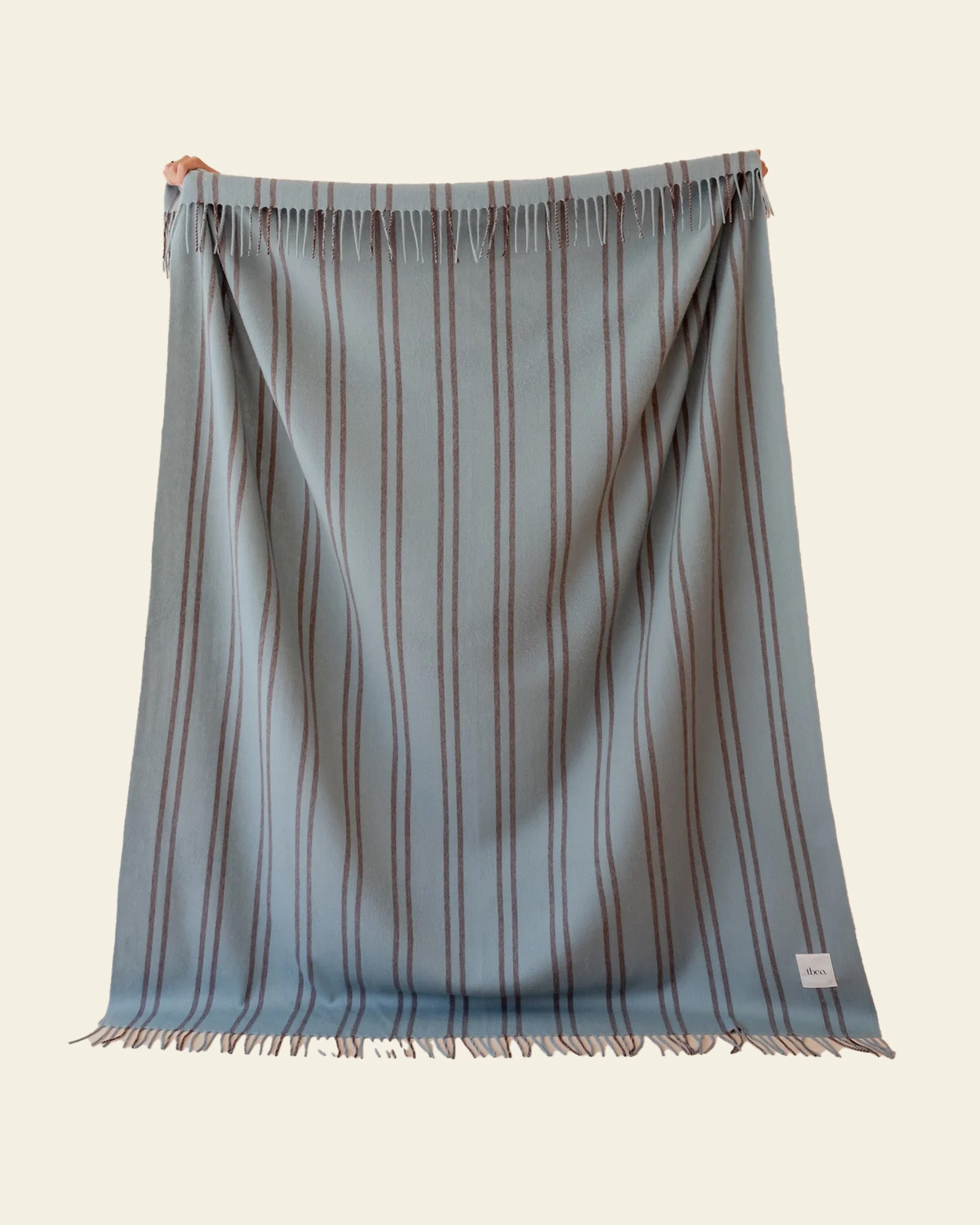 Lambswool Blanket in Aqua Stripe