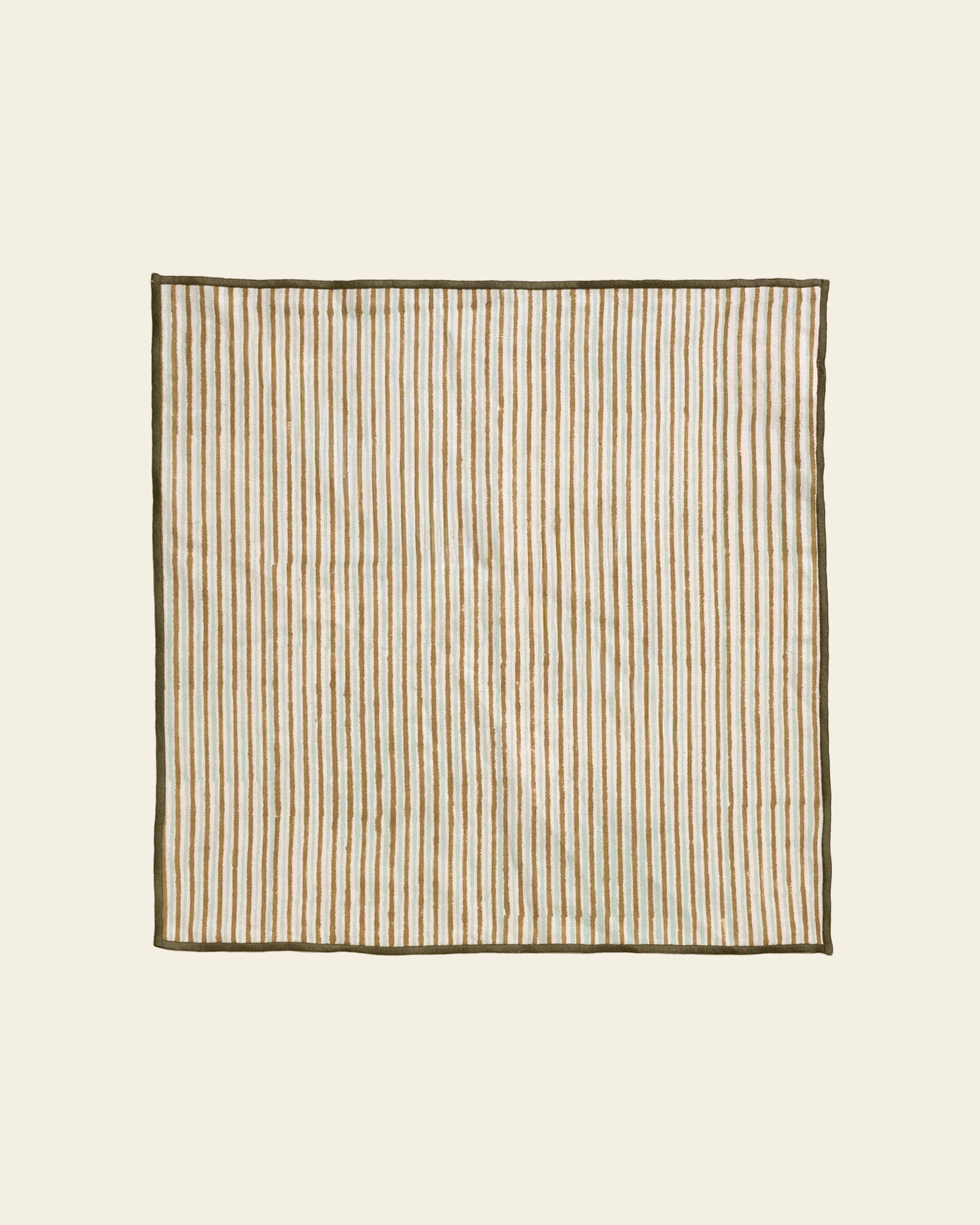 Green Stripe Linen Napkin Set of 2