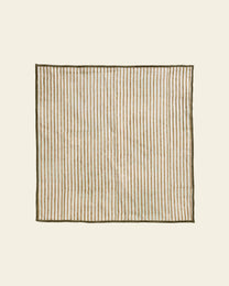 Green Stripe Linen Napkin Set of 2