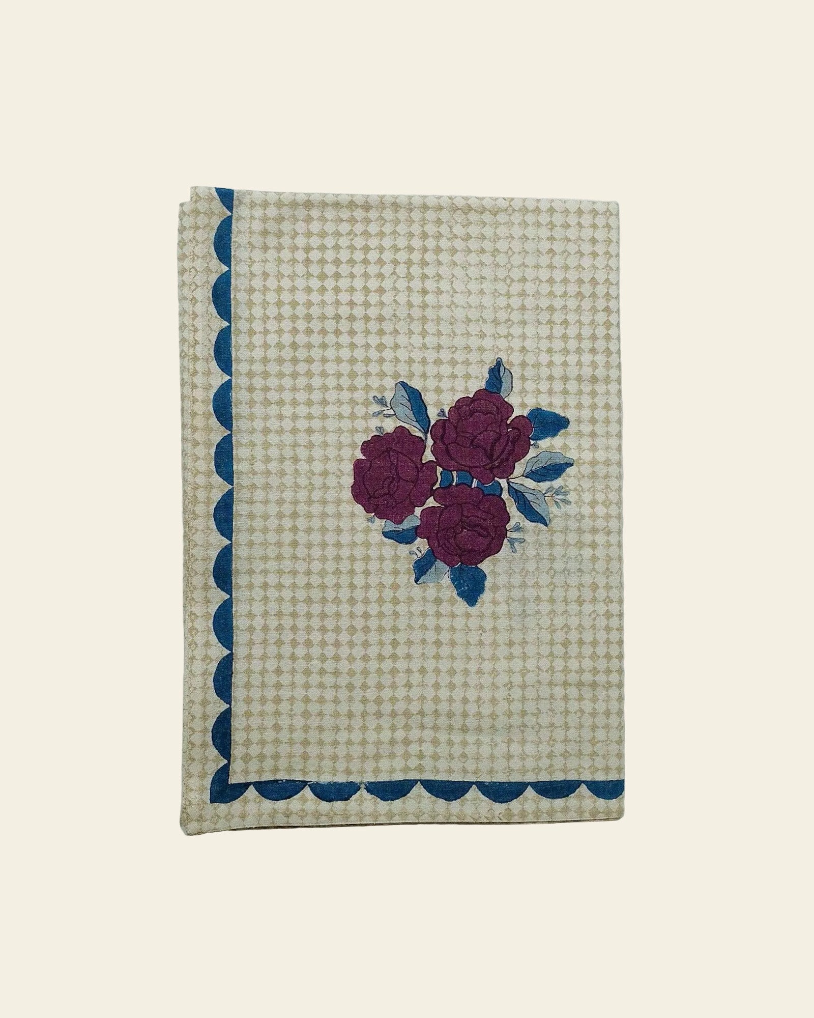 Plum Flower Block Printed Tablecloth
