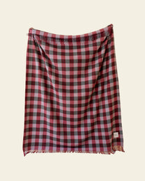 Recycled Wool Blanket in Wine Gingham