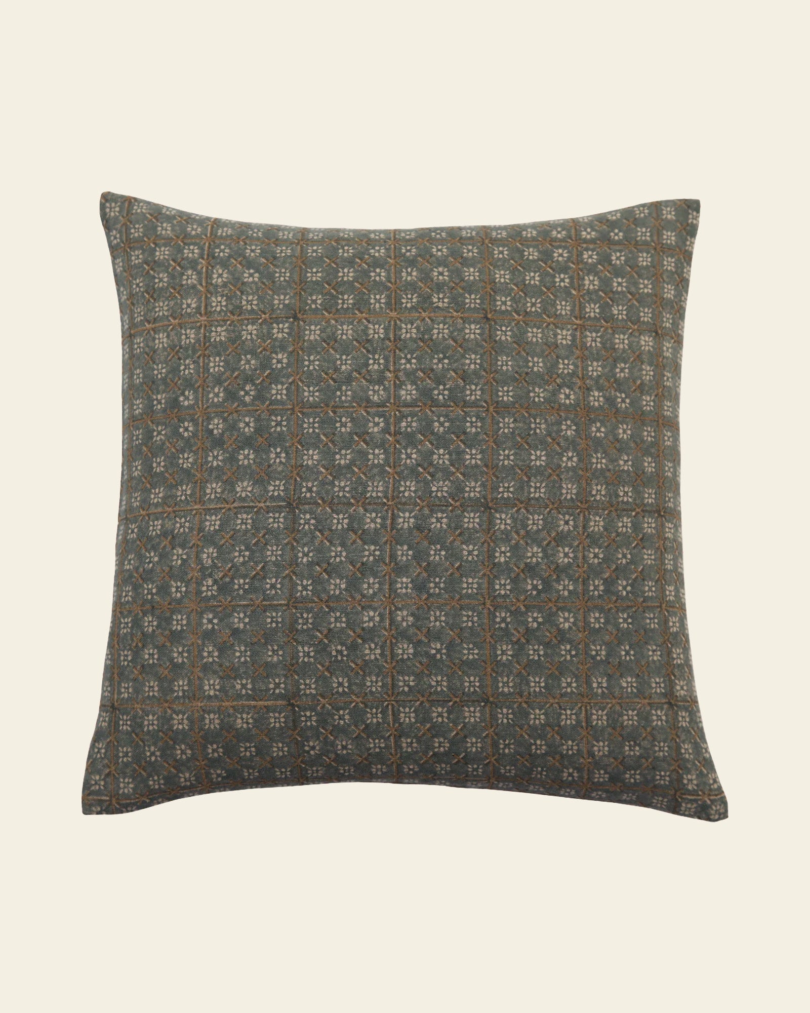 Titli Teal Block Printed Pillow