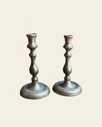 Vintage Pewter Candlestick Pair